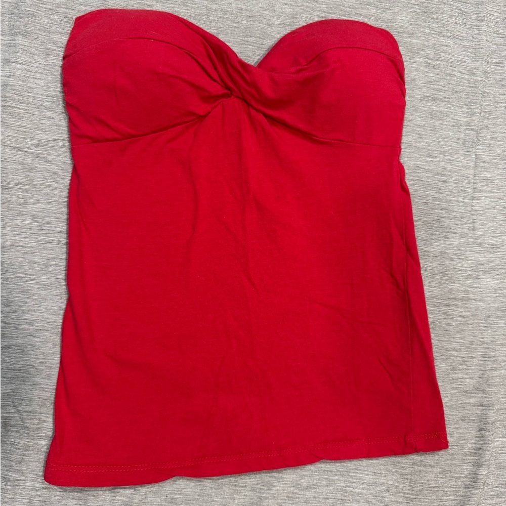 Red Strapless Top